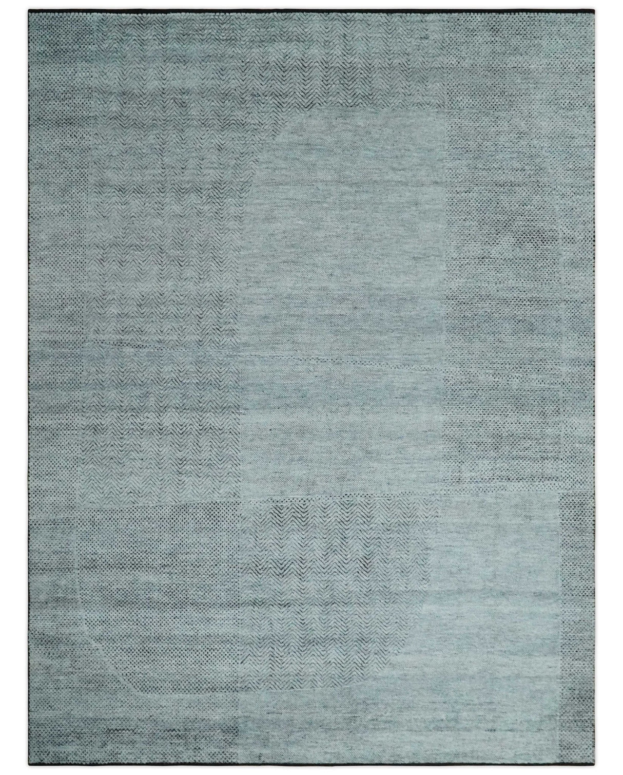Premium Silver, gray and charcoal Contemporary Design 9x12 Hand knotted wool Area Rug