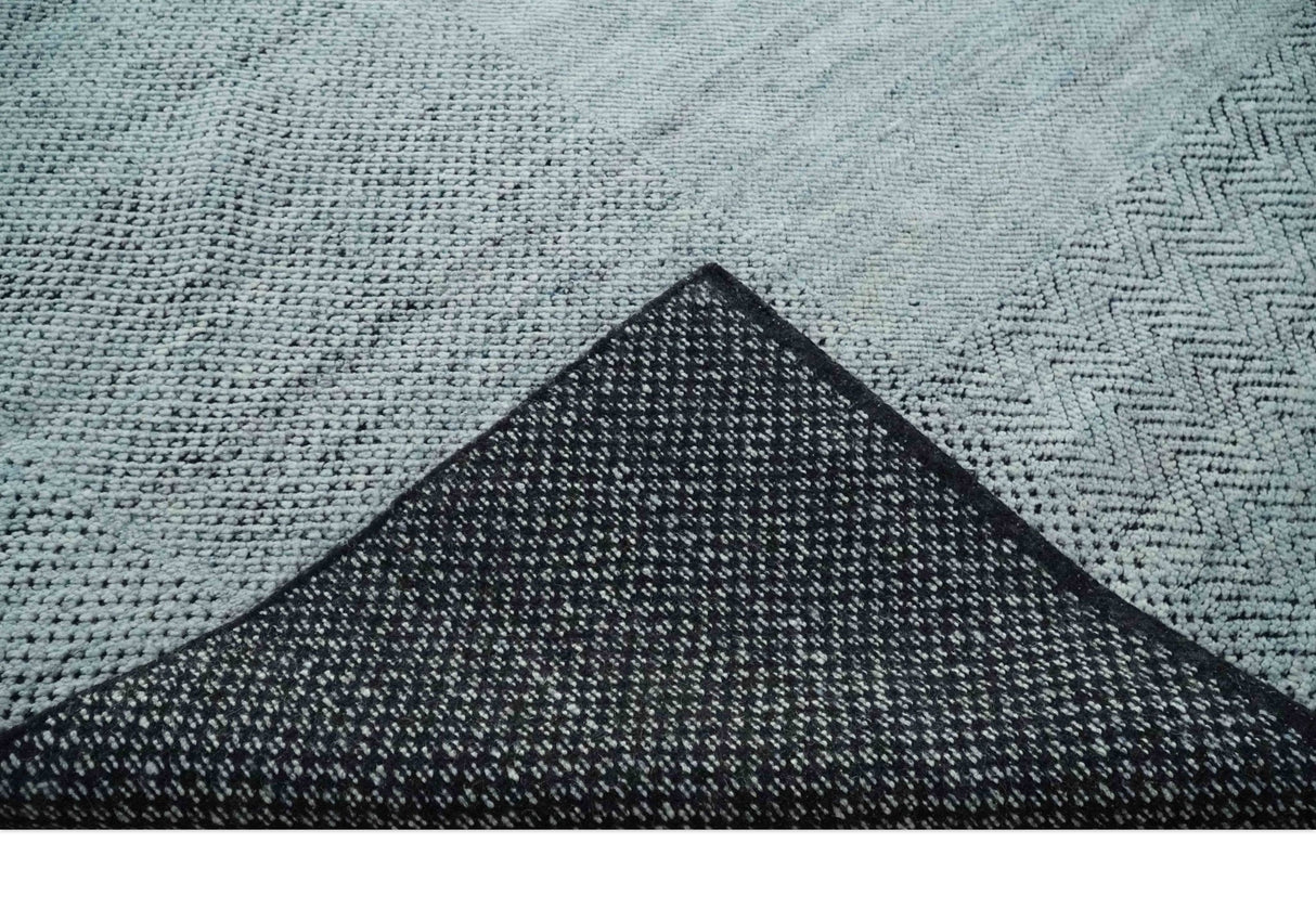 Premium Silver, gray and charcoal Contemporary Design 9x12 Hand knotted wool Area Rug