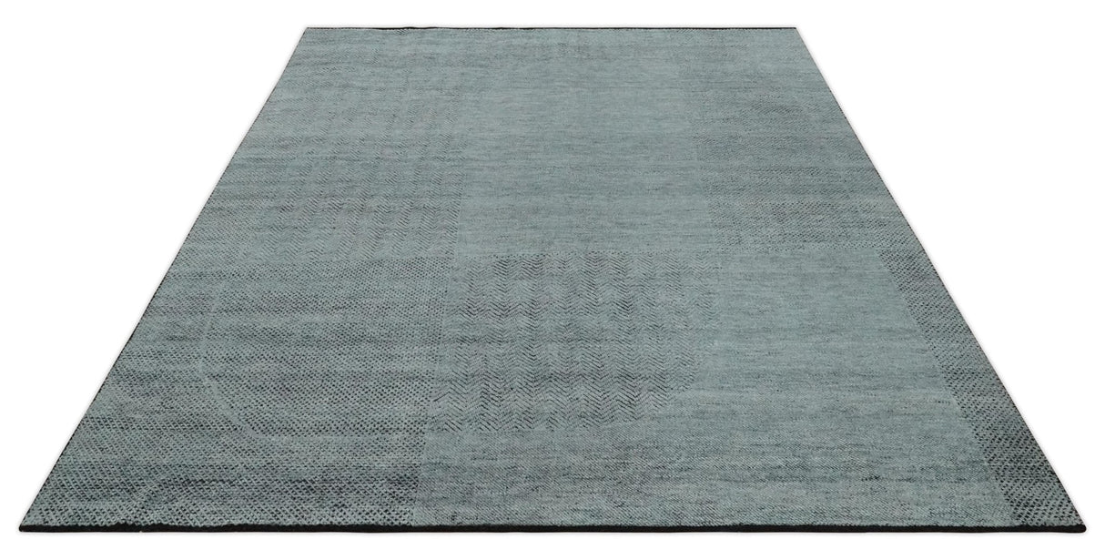Premium Silver, gray and charcoal Contemporary Design 9x12 Hand knotted wool Area Rug
