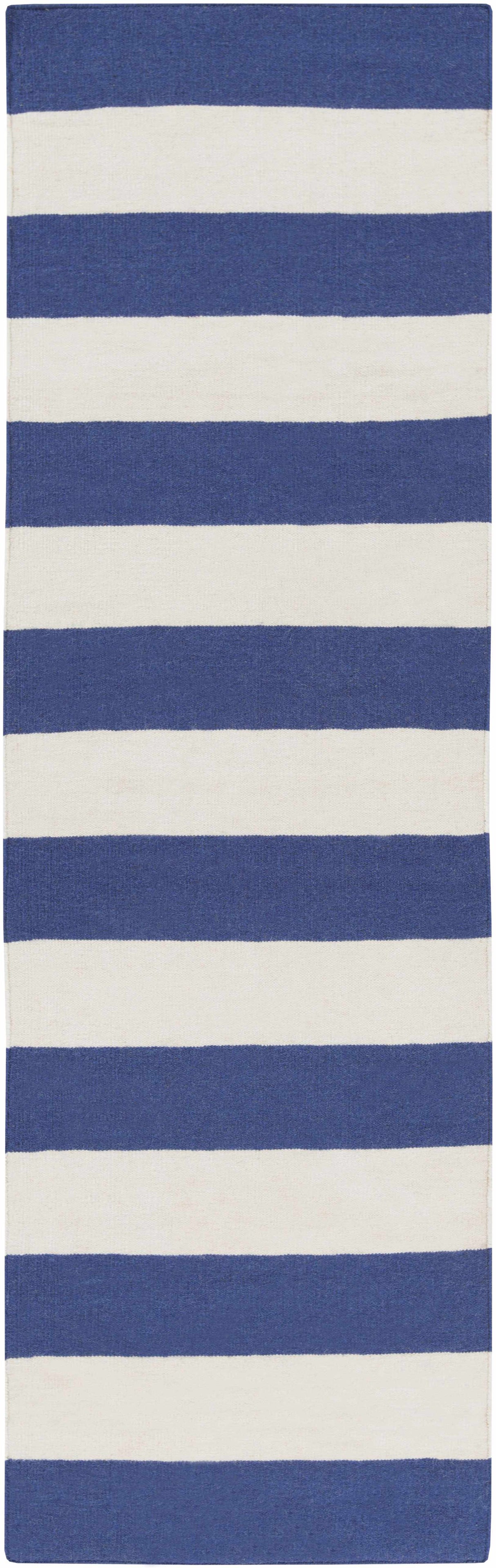 Ingersoll 8x11 Blue&White Striped Wool Rug - Clearance
