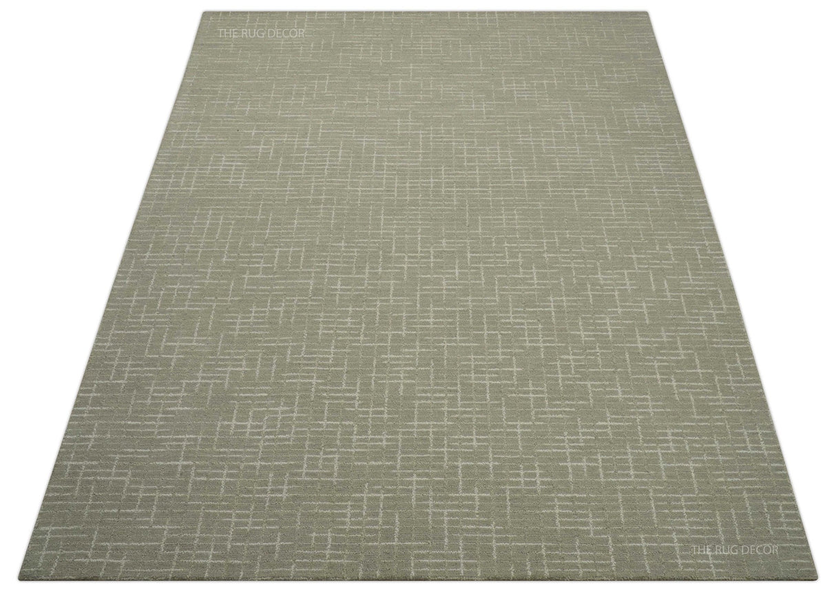 Quick Ship 8x10, 9x12 Beige Contemporary Hand Tufted Wool Rug