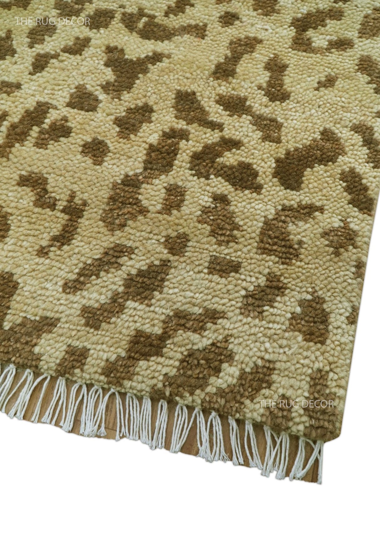 Quick Ship 8x10 Hand Knotted Brown Contemporary Animal Pattern Wool Rug