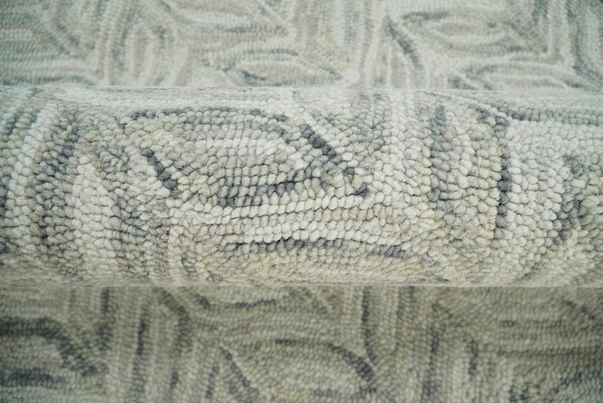Quick Ship 8x10 Hand Tufted Modern Style Beige And Gray Wool Rug