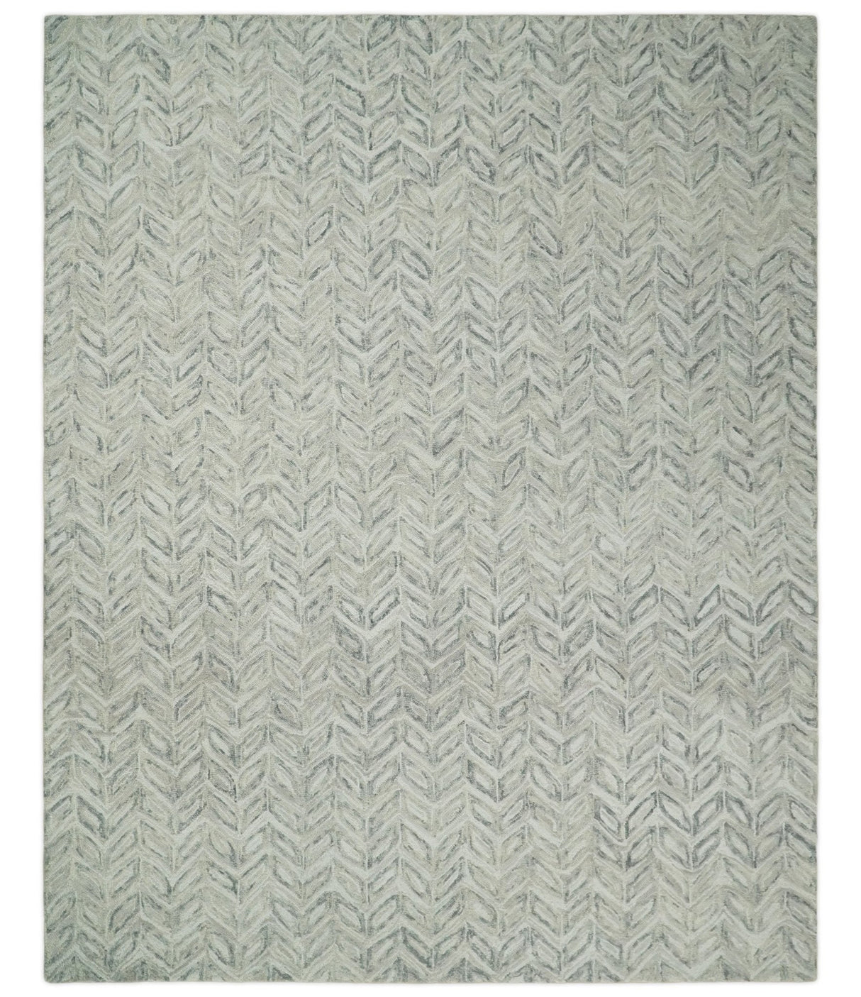 Quick Ship 8x10 Hand Tufted Modern Style Beige And Gray Wool Rug