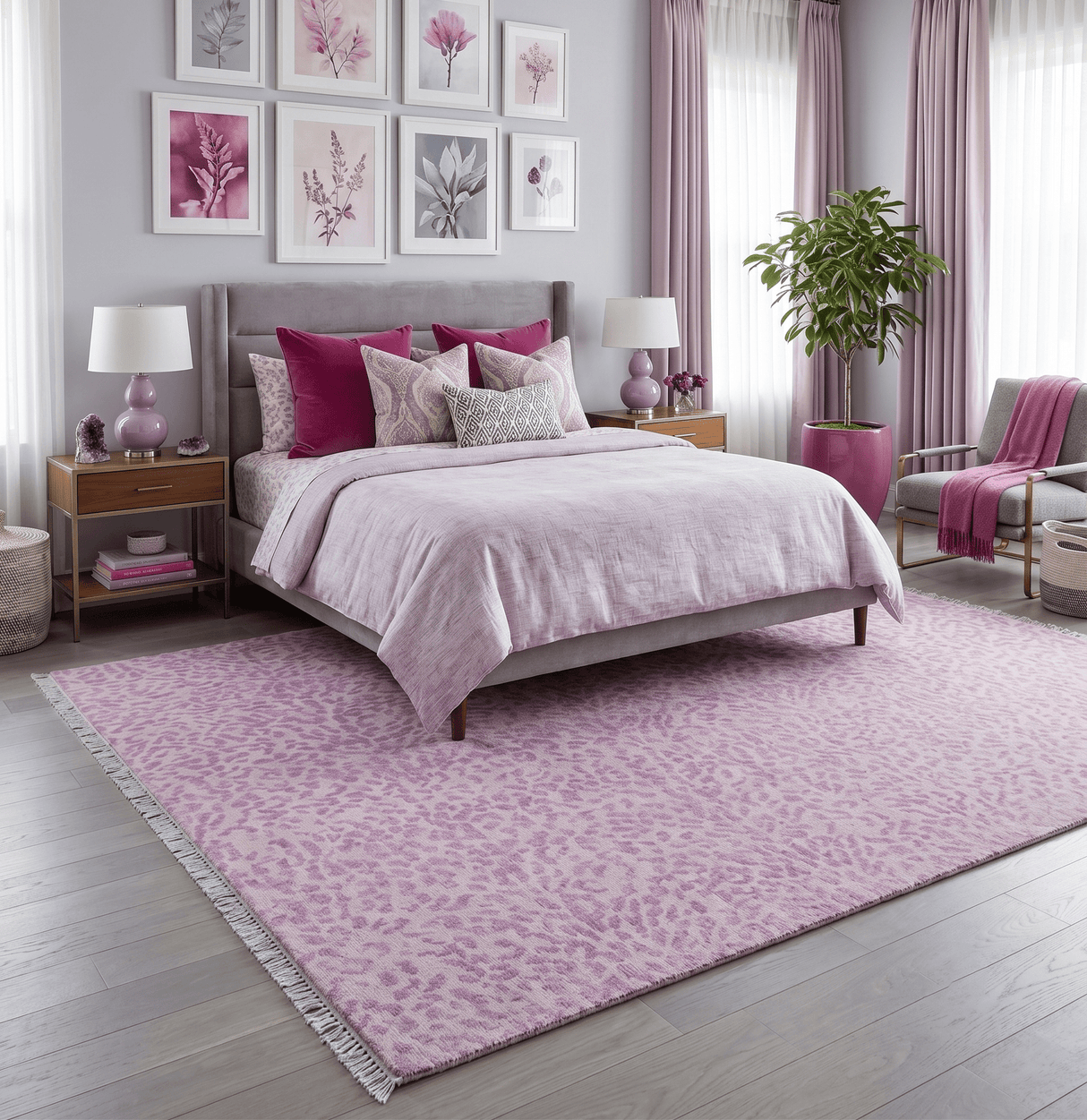 Quick Ship 8x10 Pink Contemporary Animal Pattern Hand Knotted Wool Rug
