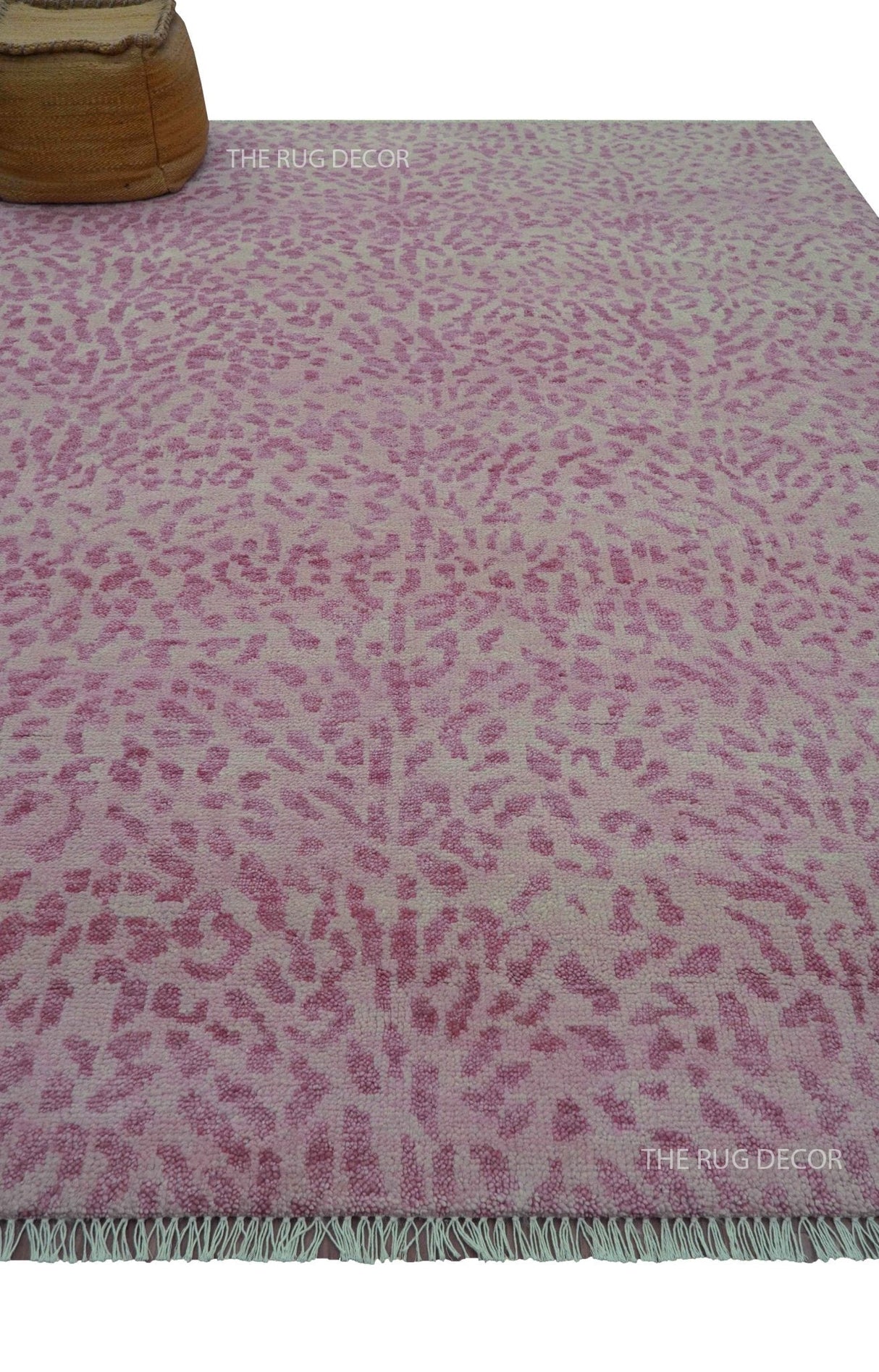 Quick Ship 8x10 Pink Contemporary Animal Pattern Hand Knotted Wool Rug