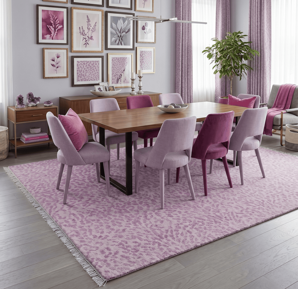 Quick Ship 8x10 Pink Contemporary Animal Pattern Hand Knotted Wool Rug