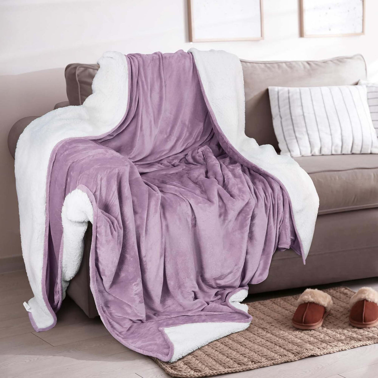 Velvet Plush Sherpa Bed Blanket - Sherpa Fleece Collection