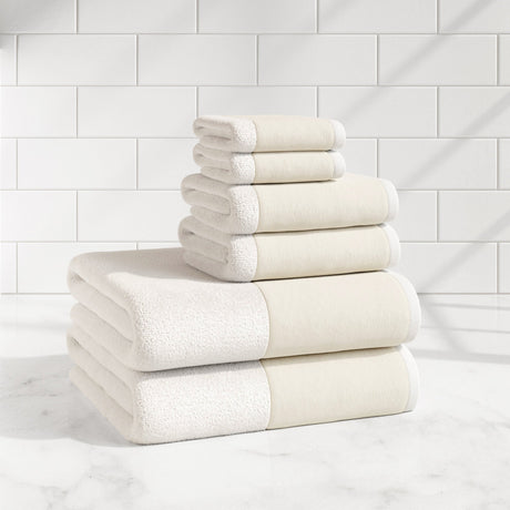 Cotton-Linen-Like-Border-6-Piece-Towel-Set-Priya-Collection-Bath-Towels-&-Washcloths