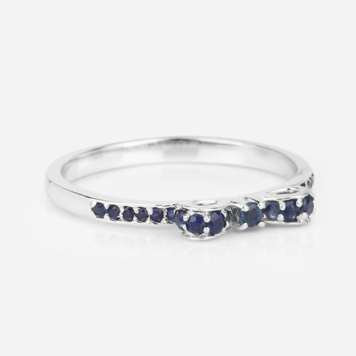 0.31 Carat Genuine Blue Sapphire 14K White Gold Ring