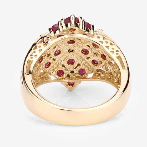 2.13 Carat Genuine Ruby and White Topaz .925 Sterling Silver Ring