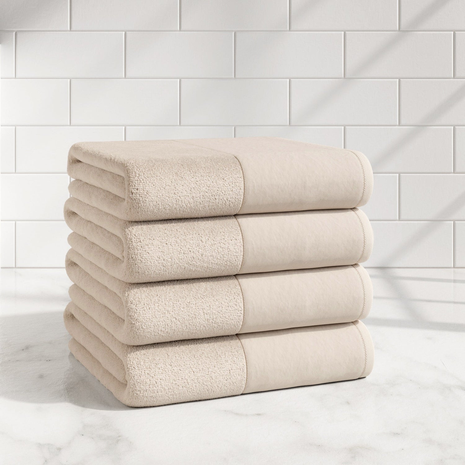 Cotton Linen-Like Border 6-Piece Towel Set - Priya Collection