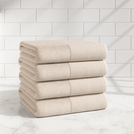 Cotton Linen-Like Border 6-Piece Towel Set - Priya Collection