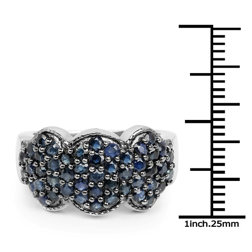 2.35 Carat Genuine Blue Sapphire .925 Sterling Silver Ring