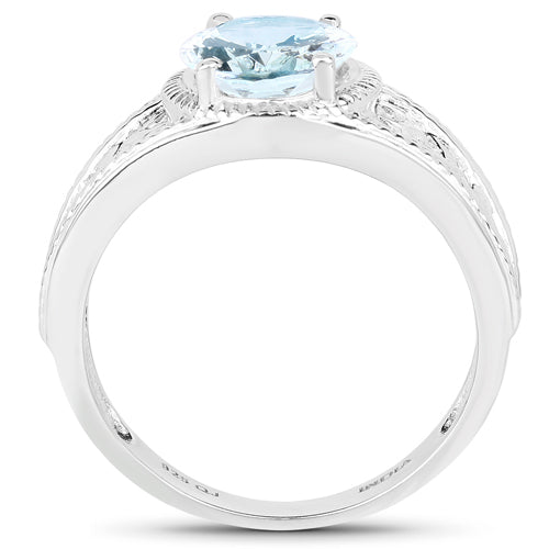 2.25 Carat Genuine Aquamarine .925 Sterling Silver Ring