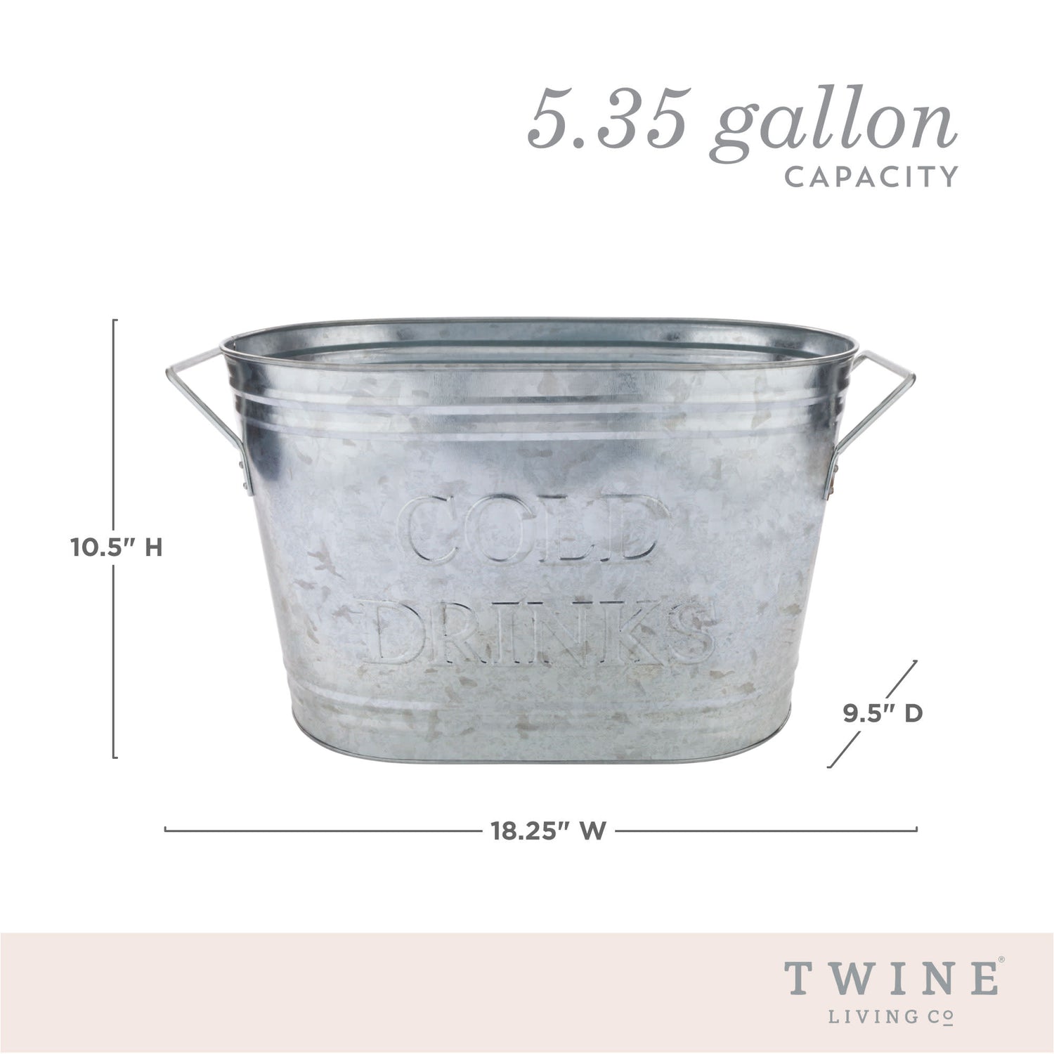 Cold drinks galvanized metal tub by twine®