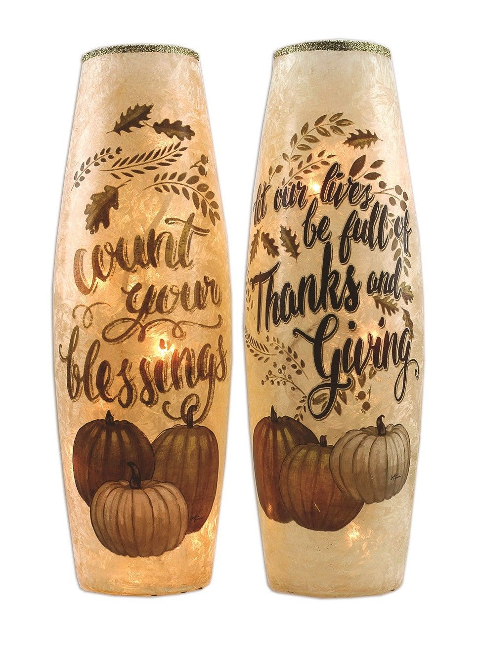 Live Simply Lighted Vase - Let our lives be full of Thanks and Giving
