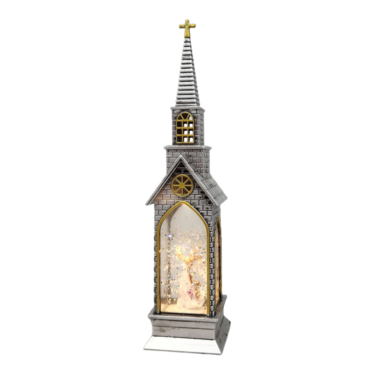 Lighted Church Waterglobe - Angel