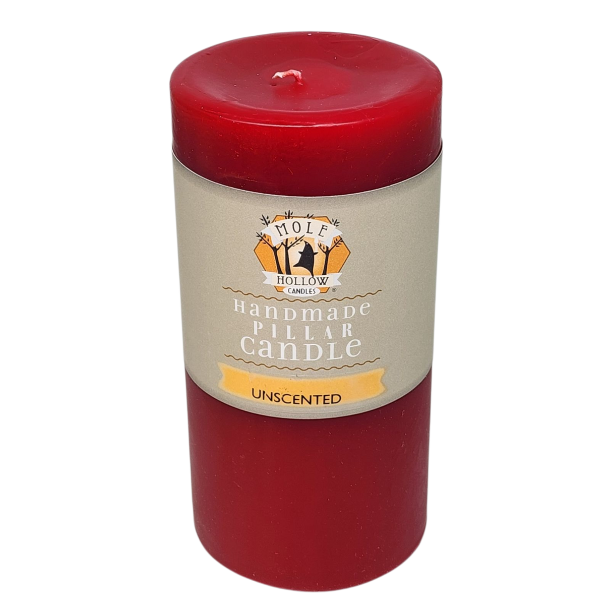 Mole Hollow Unscented Pillar Candle (Sweetheart Red) -