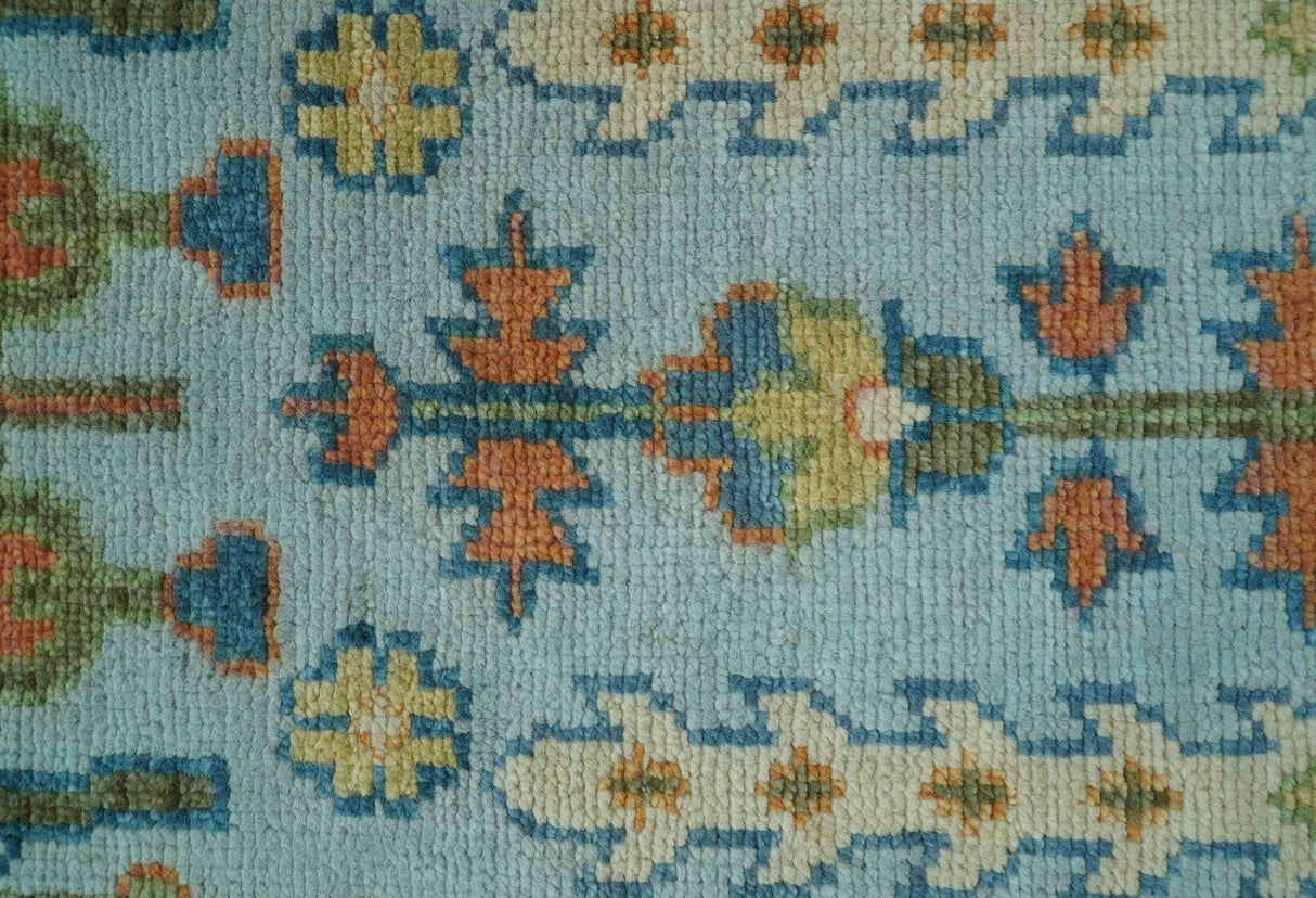 Ready to Ship Hand Knotted Tree of Life Blue And Rust 2.6x6 Design Wool Rug