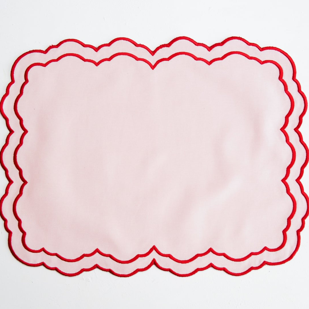 ELARA PINK RECTANGLE FABRIC PLACEMAT & NAPKIN SET (Set Of 4)
