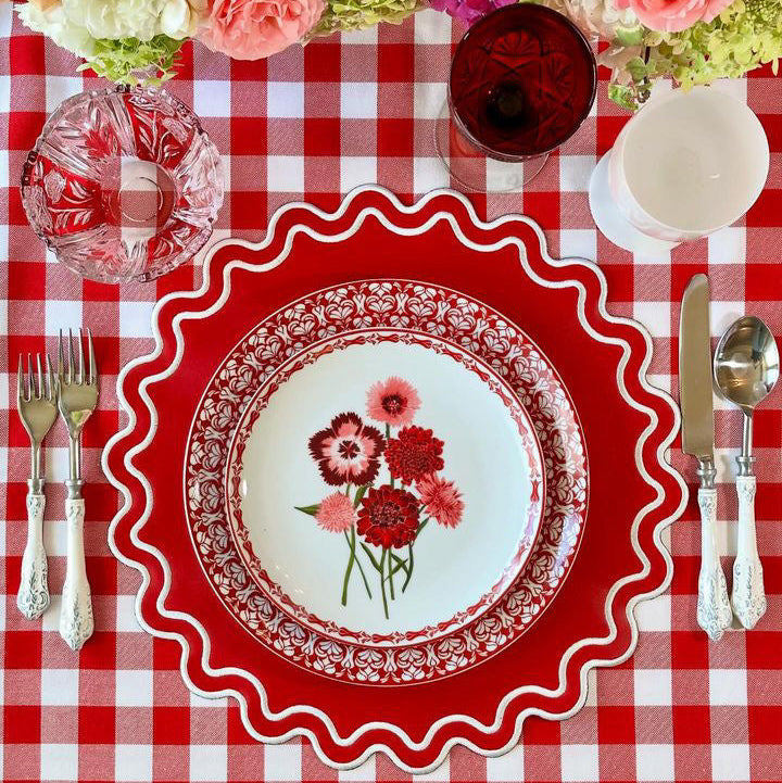 Solace Red & White Scalloped Faux Leather Placemat