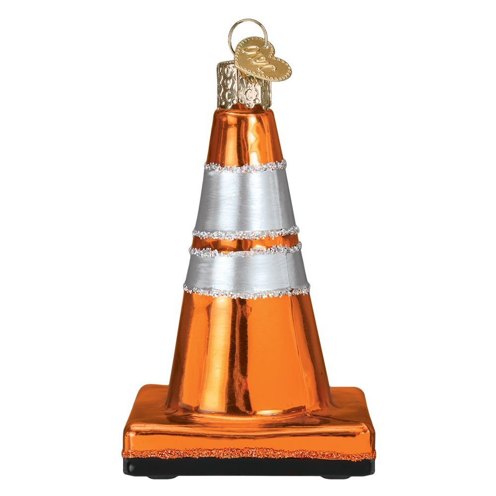 Traffic Cone Glass Ornament
