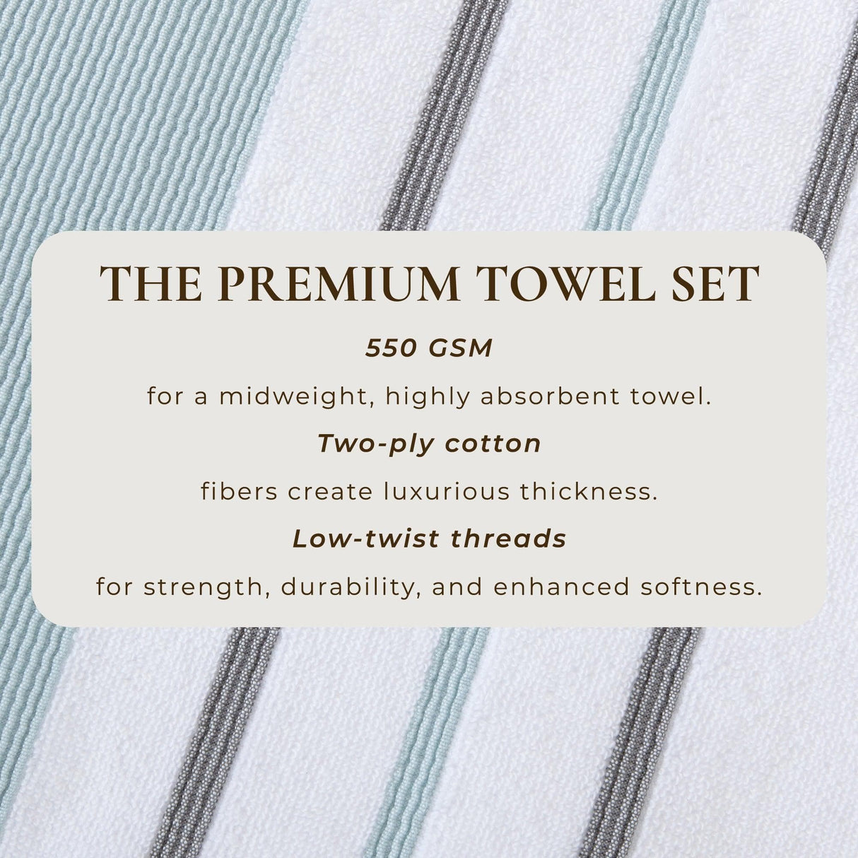 Decorative Cotton Stripe Bath Towel Set - Noelle Collection