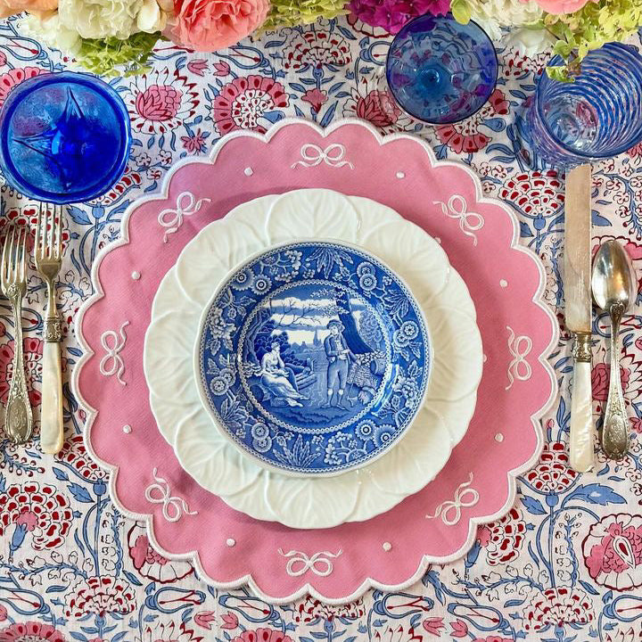 RIBBIA PINK ROUND FABRIC PLACEMAT (Set Of 4)