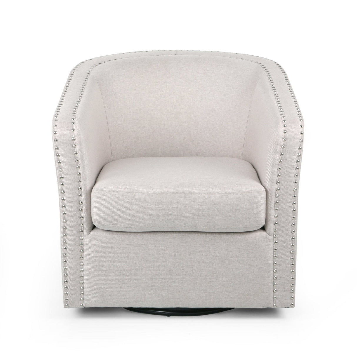 Riverbed Upholstered Swivel Chair with Nailhead Trim and Sloped Arms - Accent Chairs