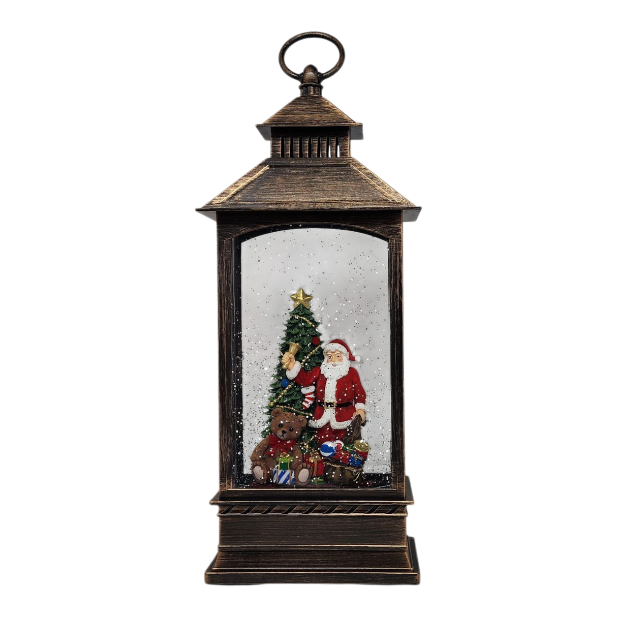 Lighted Spinning Waterglobe Lantern - Santa Delivering Gifts