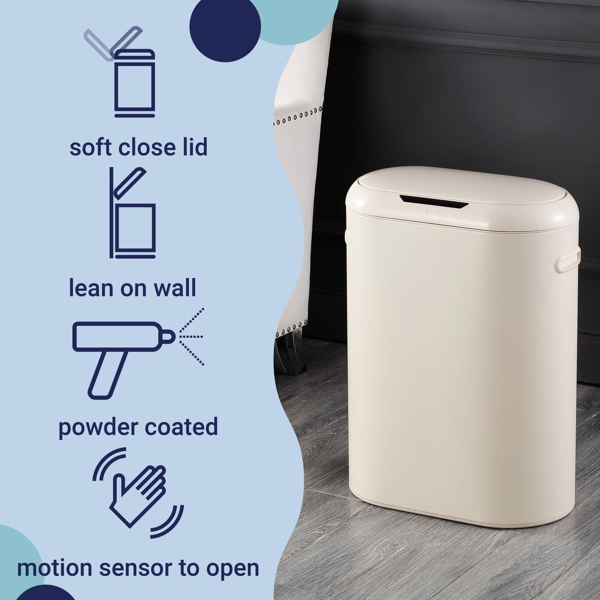 Robo kitchen slim oval motion sensor touchless trash can with touch mode - Tuesday Morning - Trash Cans & Wastebaskets