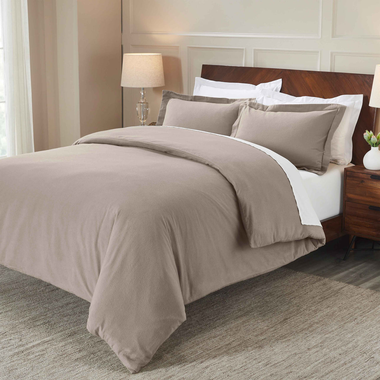 Rome Flannel Cotton Fuzzy Warm Solid Duvet Cover Set - Duvet Cover Set by Superior Brand