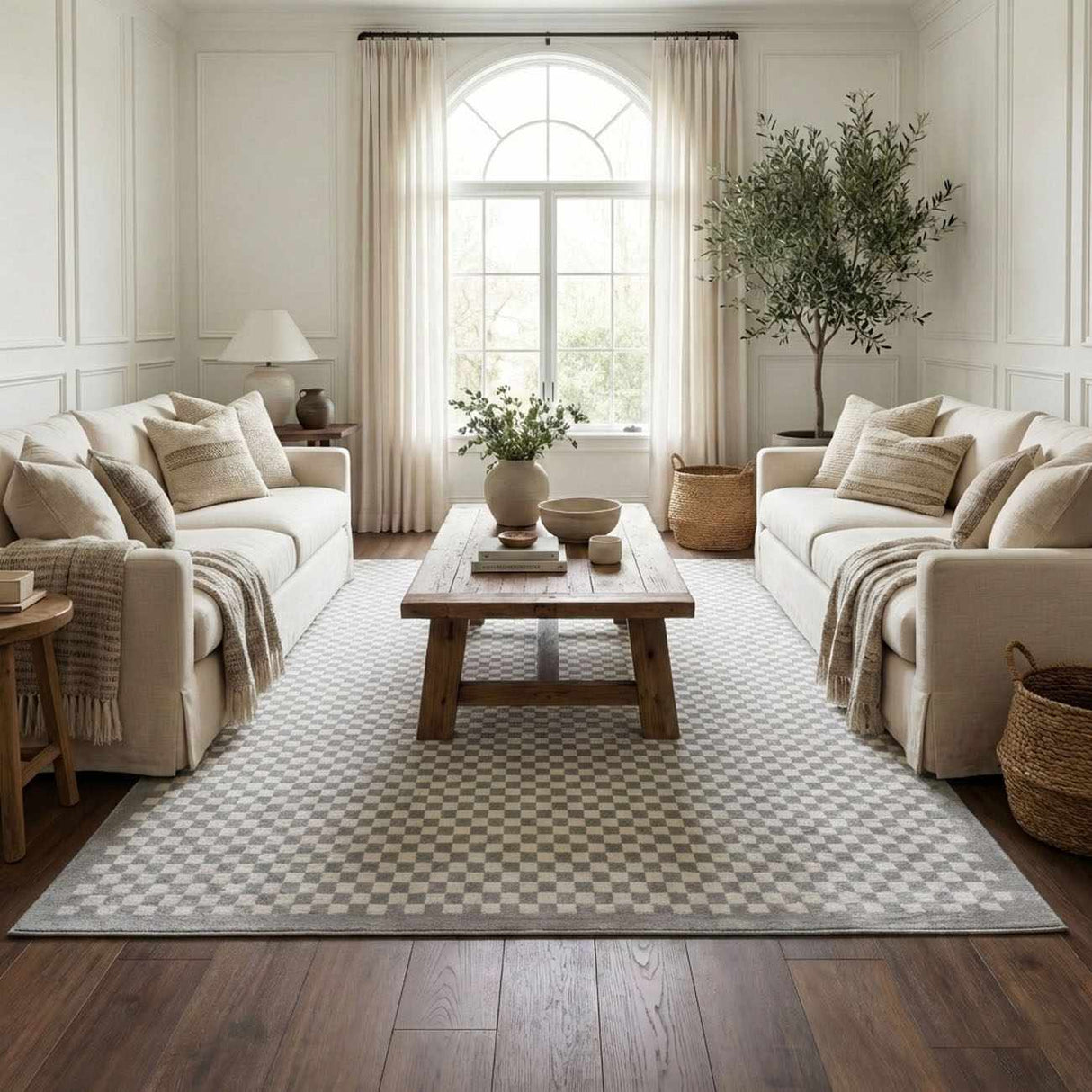 Gaiwan Cream Gray Washable Area Rug