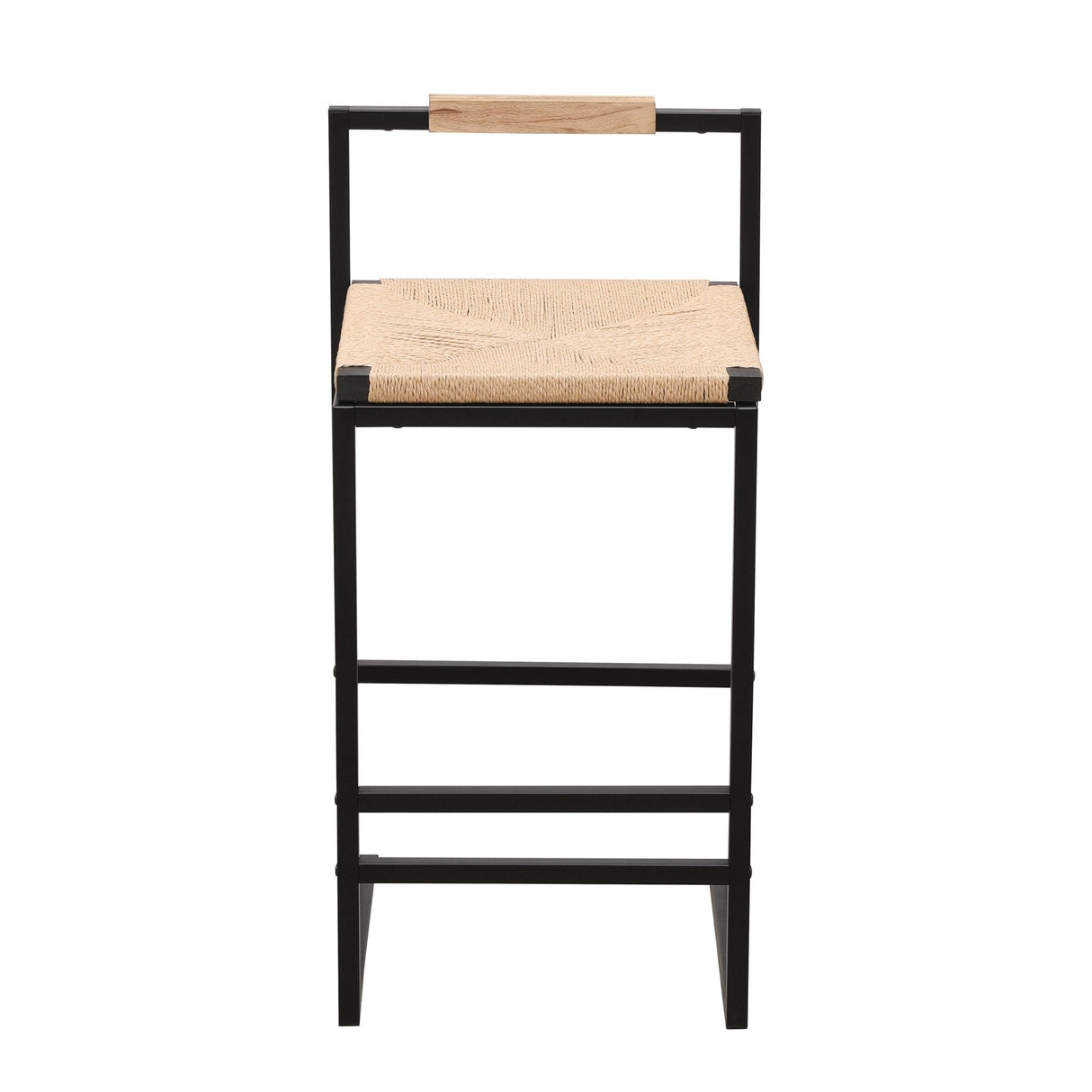 Rope Woven Bar Stool with Low Back and Metal Base, Set of 2 - Bar Stools