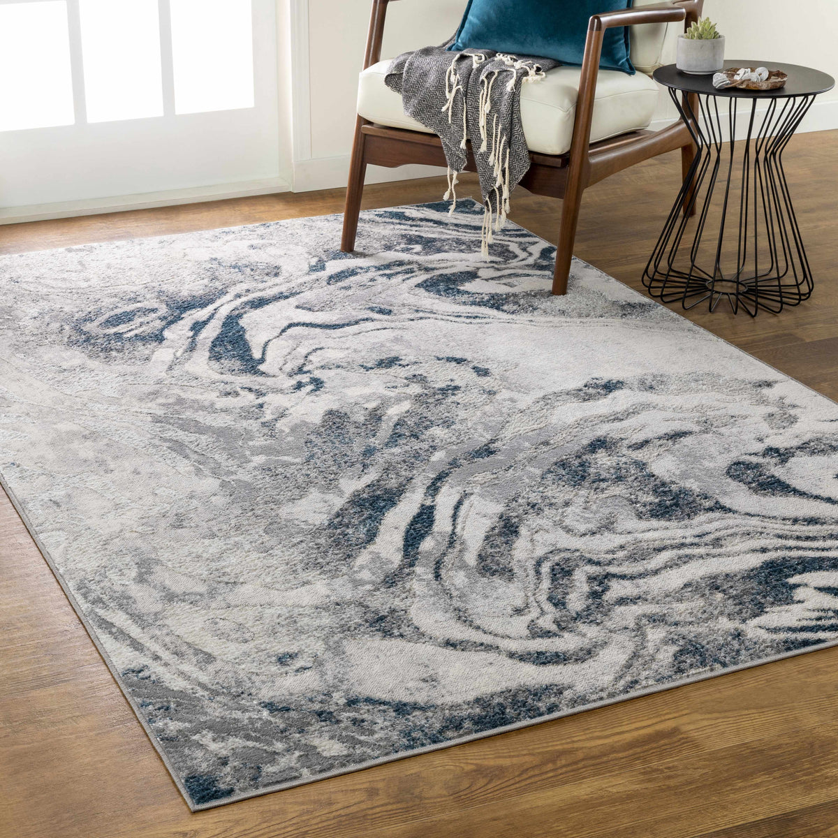 Rosthern Blue Marble Rug - Clearance