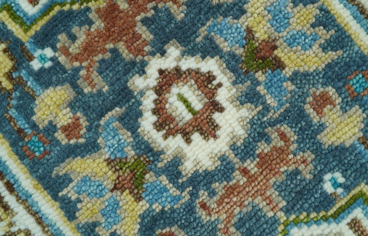 Runner Blue And Brown Traditional Heriz Hand Knotted Made to Order Wool Rug