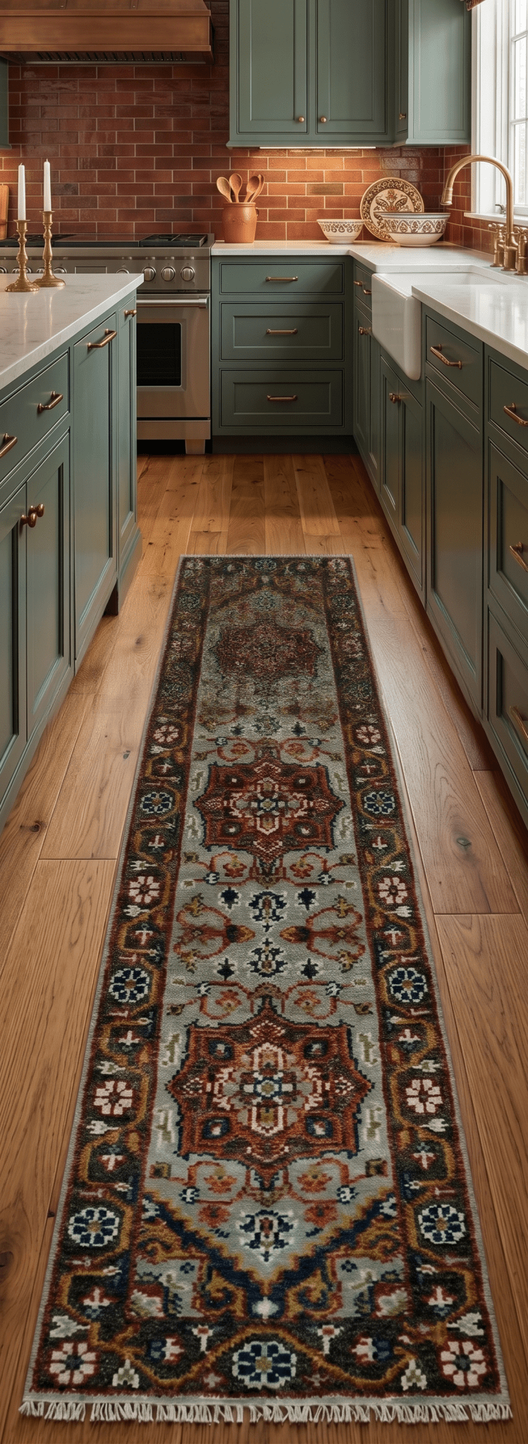 Runner Brown And Gray Heriz Hand Knotted Made to Order Wool Rug