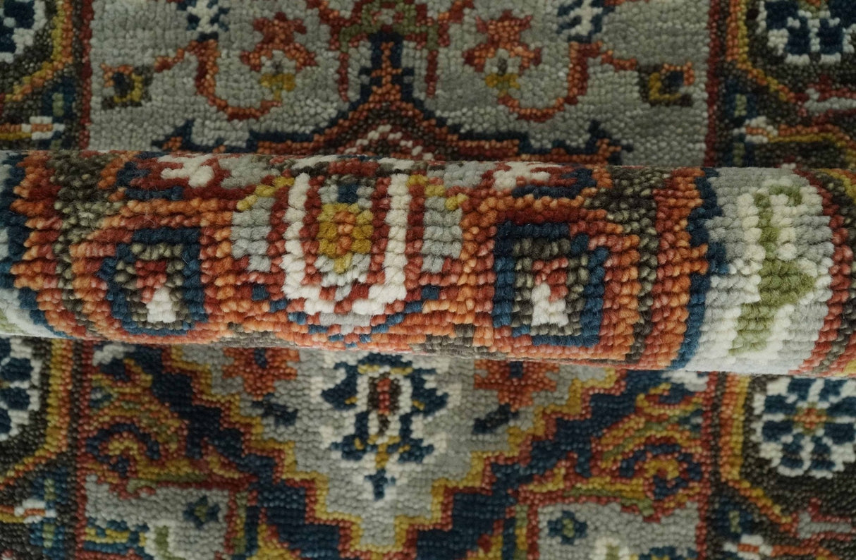 Runner Brown And Gray Heriz Hand Knotted Made to Order Wool Rug
