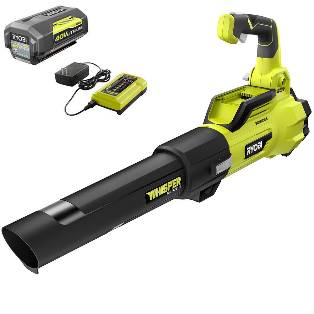 Open Box - RYOBI RY40470VNM 40-Volt Lithium-Ion Brushless Cordless Leaf Blower w/ Battery