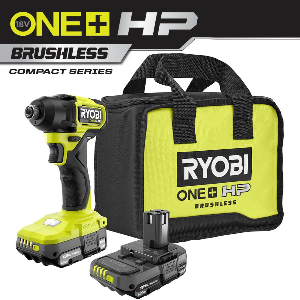 Open Box - RYOBI ONE+ HP 18V Brushless Cordless Compact 1/4 in. Impact Driver Kit with (2) 1.5 Ah Batteries, Charger and Bag