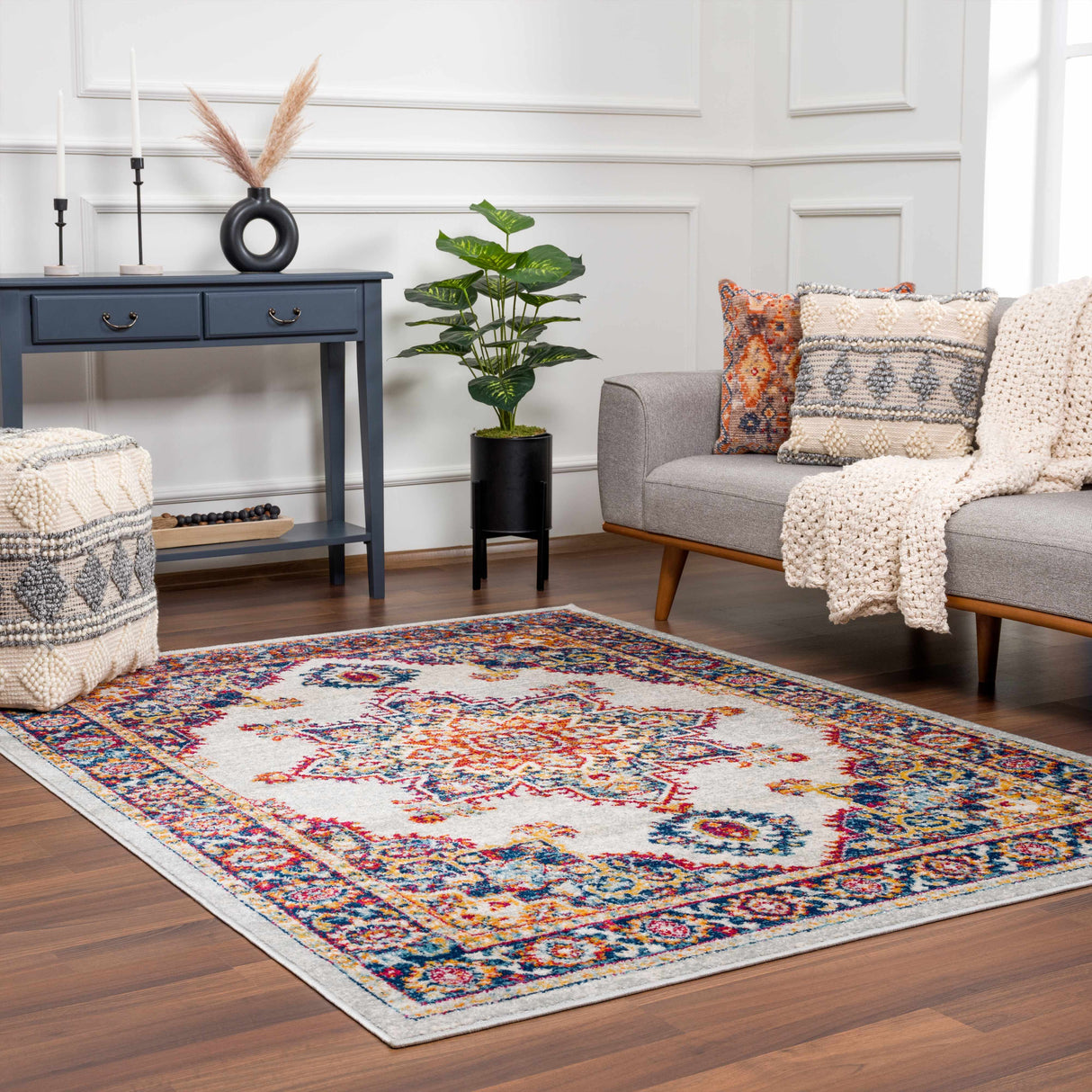 Istanbul Medallion Orange Area Rug - Clearance