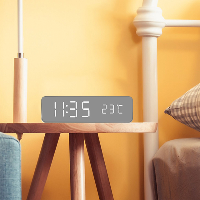 LED Alarm Clock with Wireless Charger and USB Port