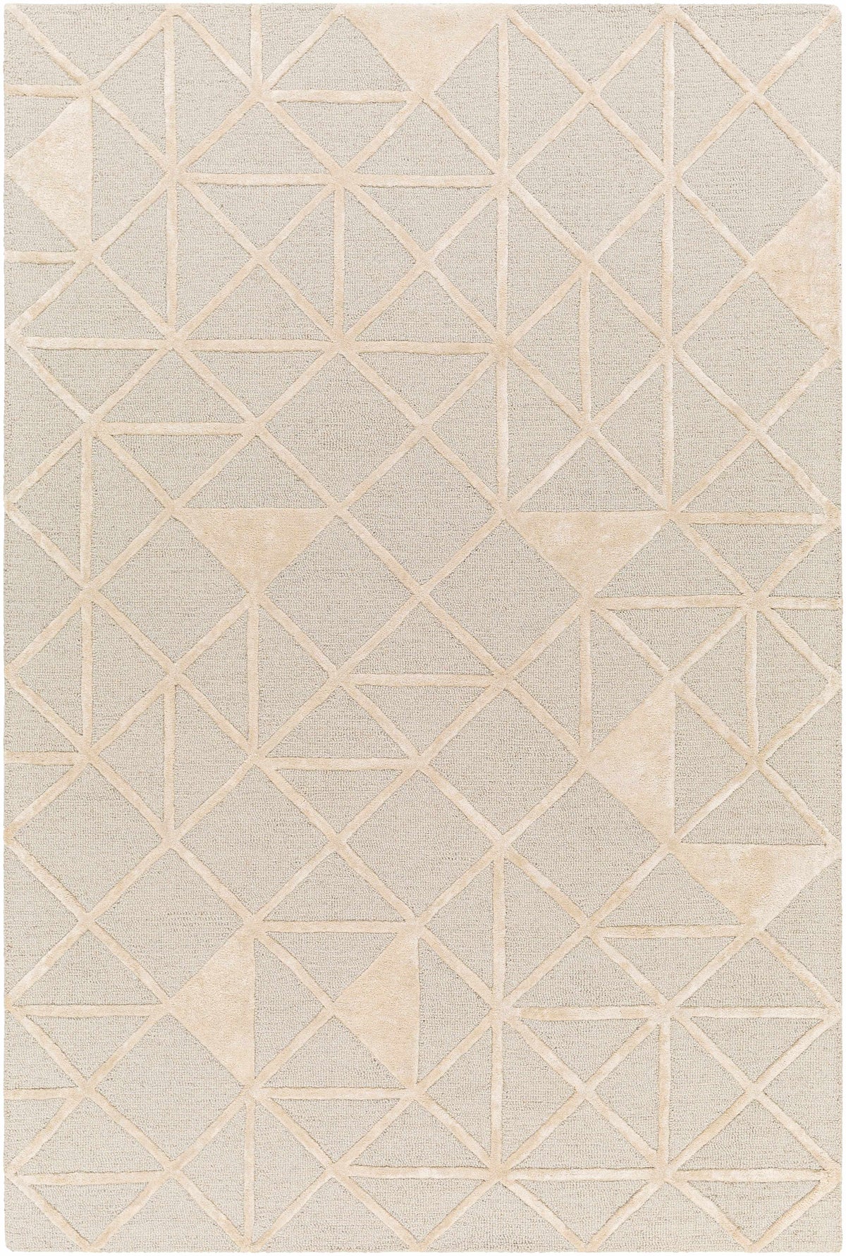 Botiu Blue Geometric Hand Tufted Wool Area Rug - Clearance