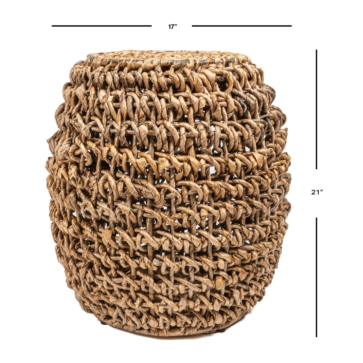 Sage rustic bohemian barrel - style abaca/iron handwoven stool - Tuesday Morning - Outdoor Tables