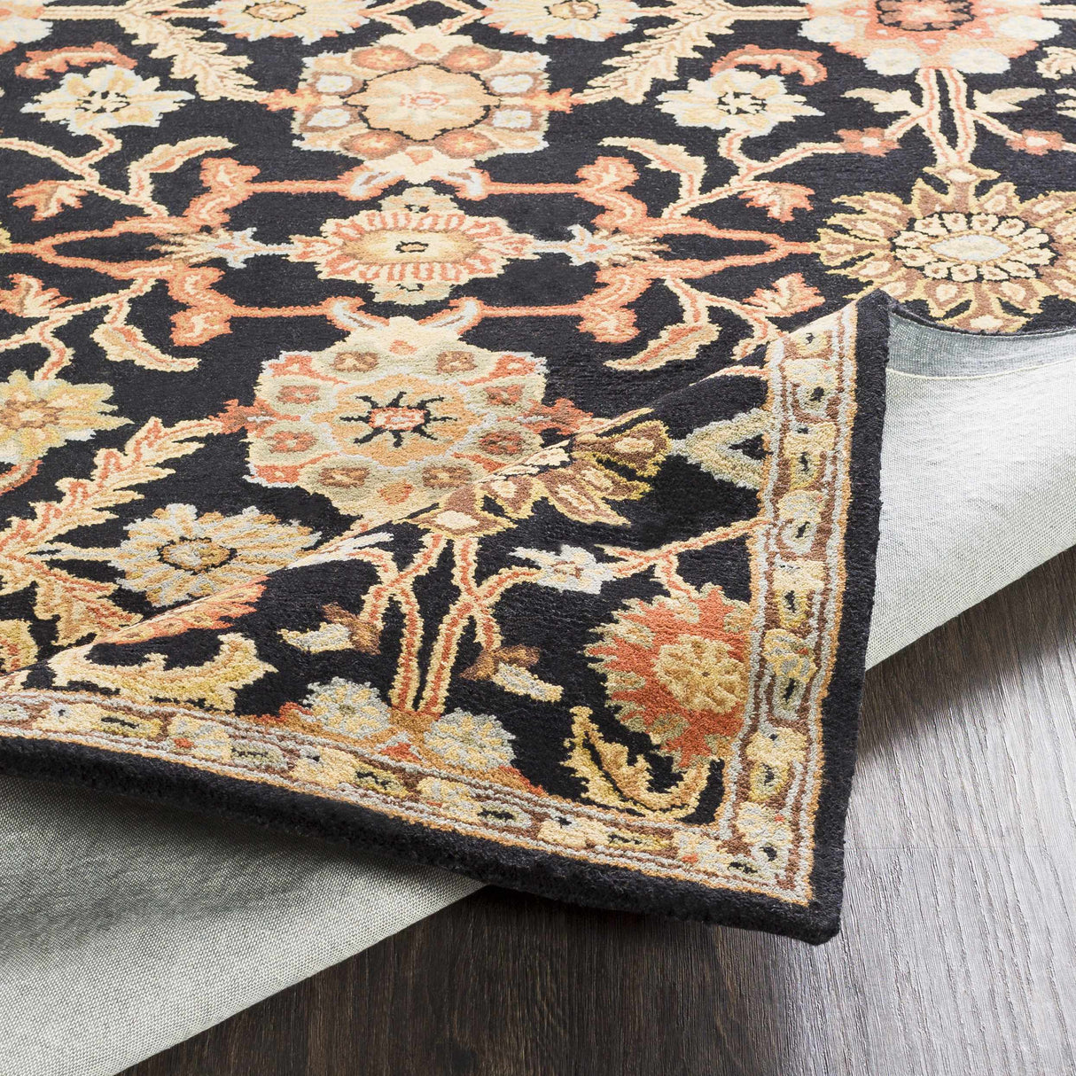 Salix Hand Tufted Black Wool Rug