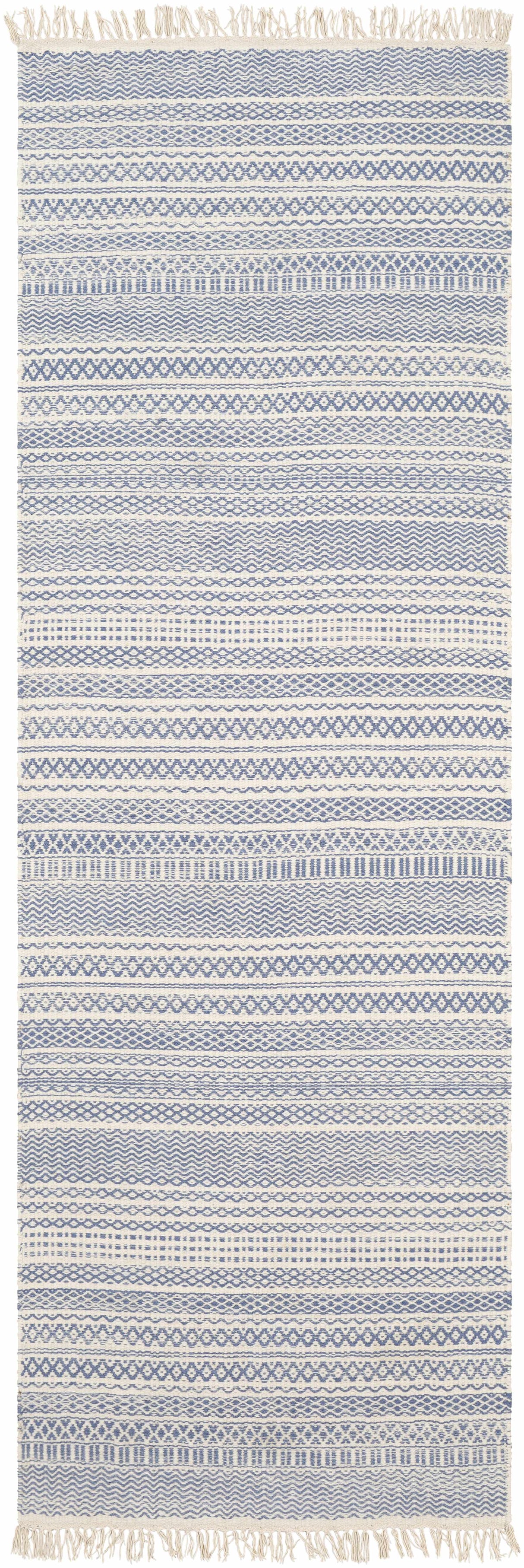Sanc Blue/Cream Flatweave Wool Rug - Clearance