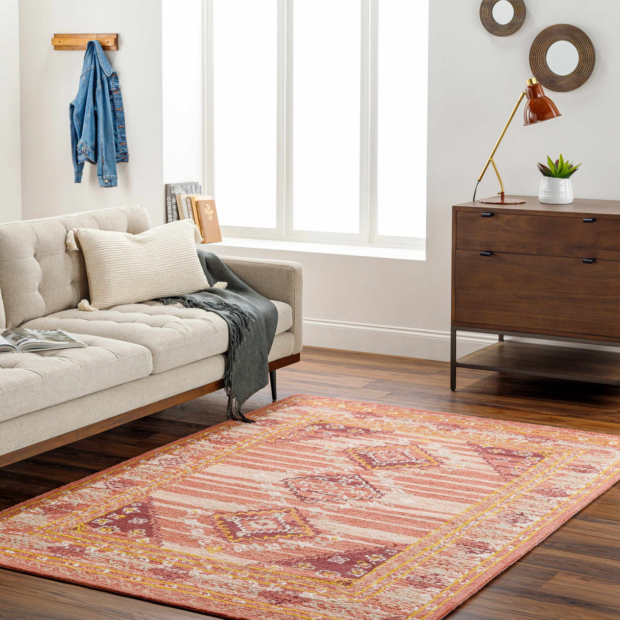 Alena Peach Wool Blend Area Rug - Clearance