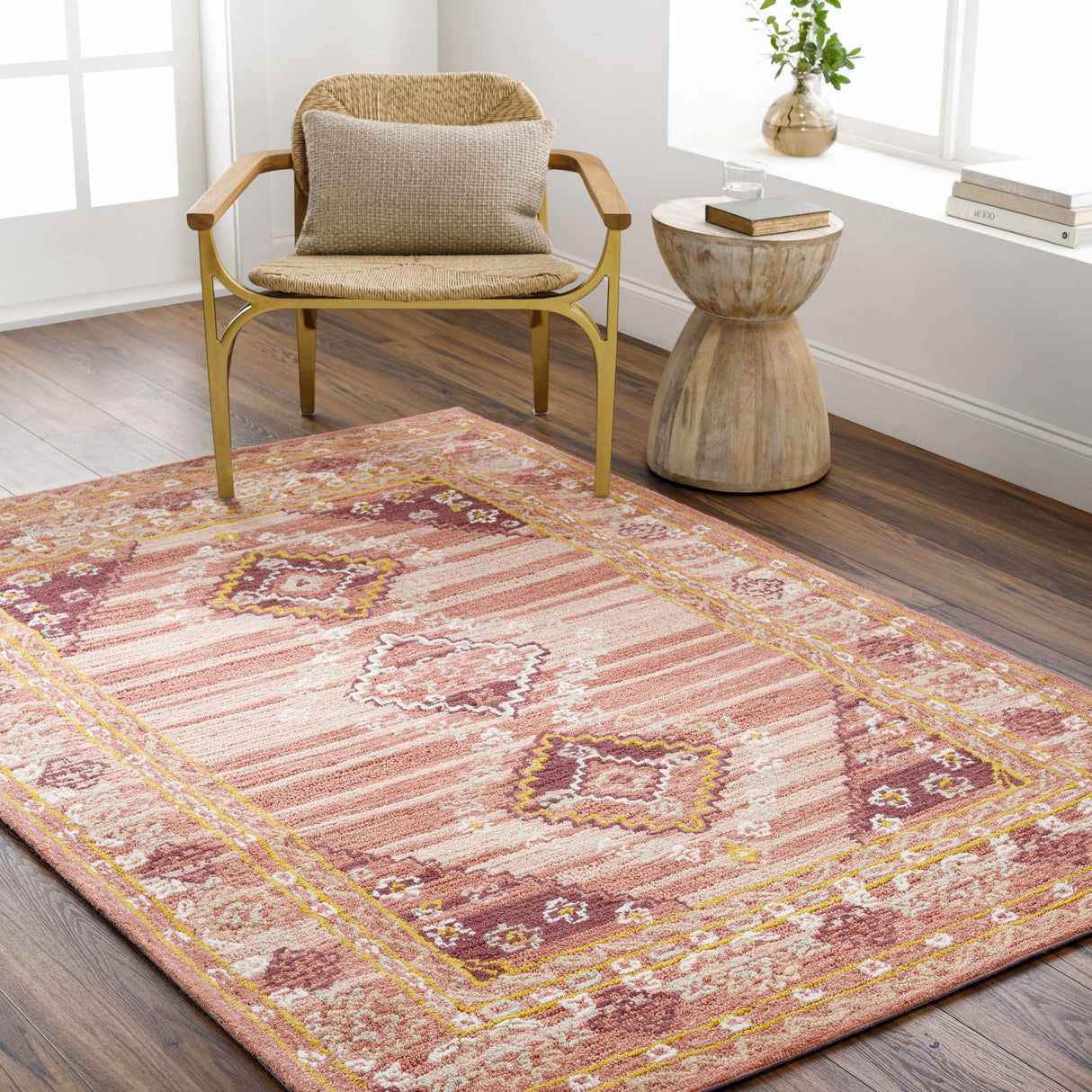 Alena Peach Wool Blend Area Rug - Clearance
