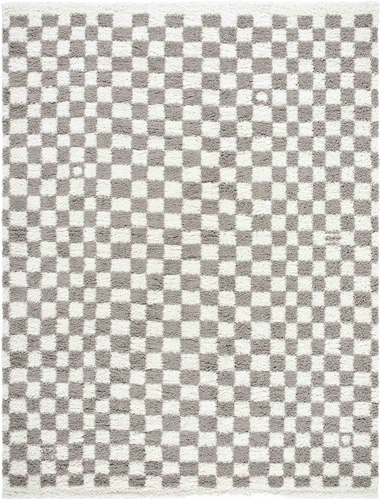 Kieu Taupe Checkered Plush Rug